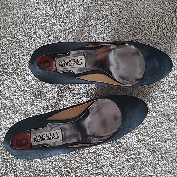 Badgeley Mischka black blue metallic suede pumps heels size 6 - Picture 2 of 6